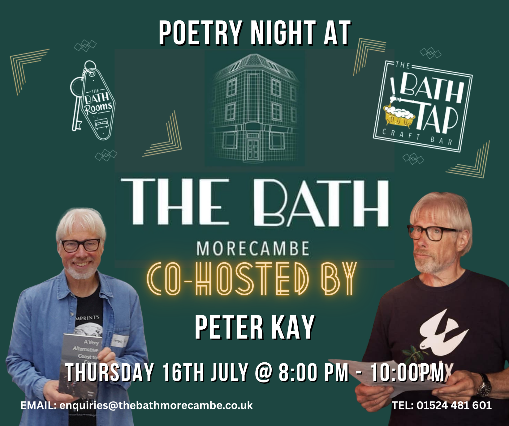 Join Me For another Poetry Night, as I Co-Host at The Bath Tap, 16th July!