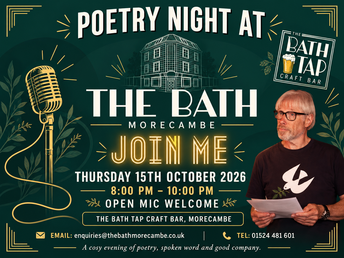 Join Me for Poetry Night at The Bath Tap: Thursday 15 October!